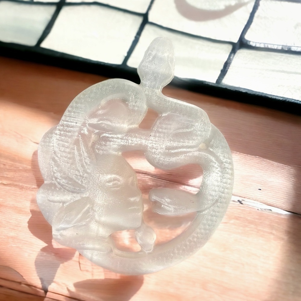 SELENITE Natural Translucent Goddess Medusa Crystal Carving
